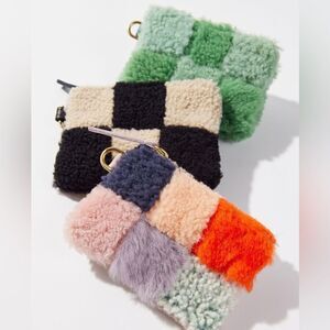 Primecut Checked Shearling Coin Purse NWT